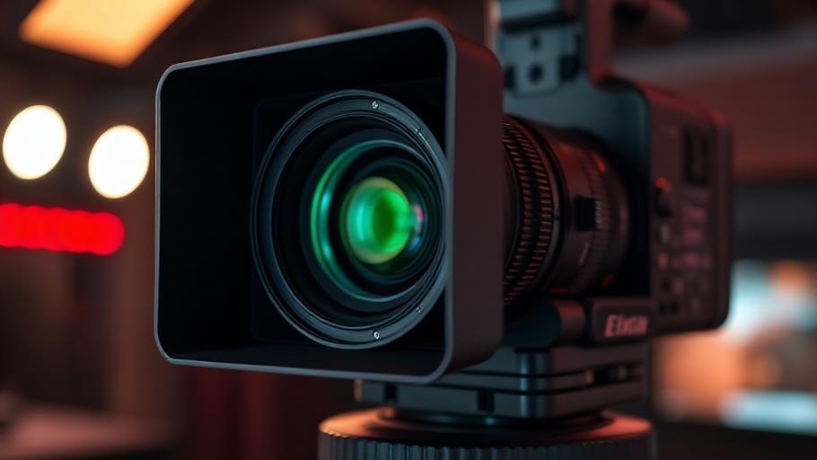 Close-up of a professional studio camera lens